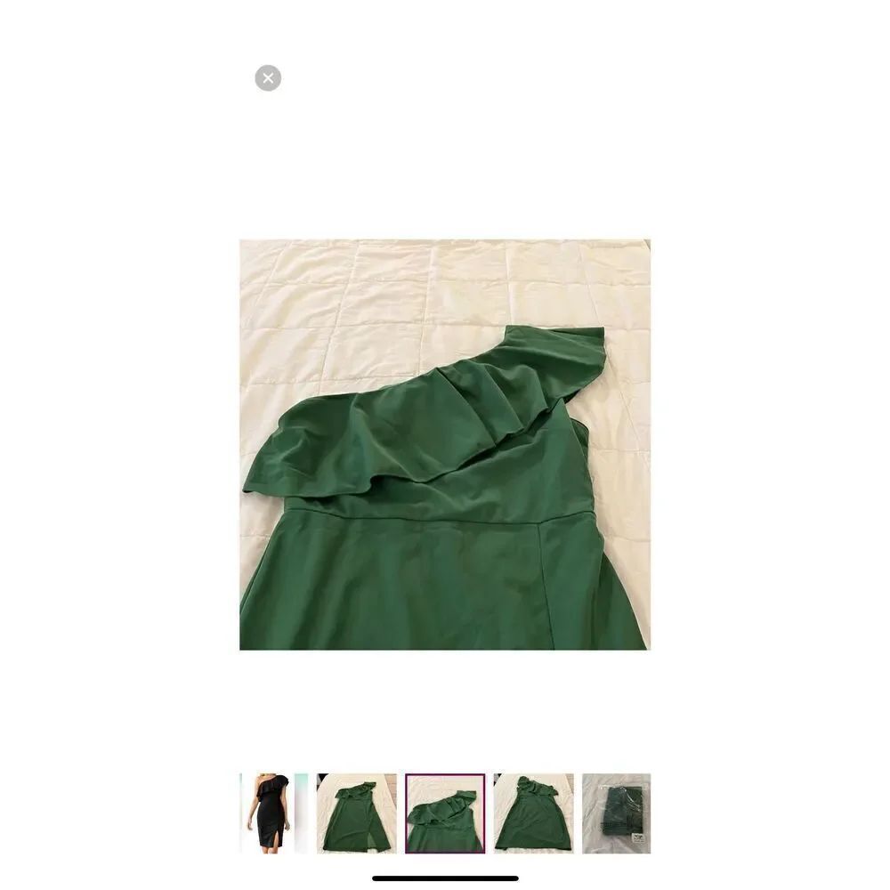Army Green One Shoulder Mini Dress - Picture 3 of 5
